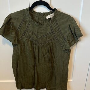 LOFT Dark Olive Short Sleeve Top